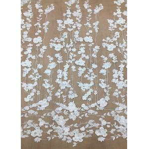 Ivroy Color French 3D Floral Lace Fabric , High End Wedding Lace Fabric By The Yard