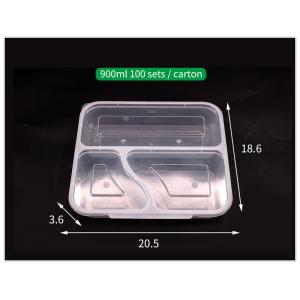 Three Compartment PP Rectangle Lunch Box Food Container Food Grade Material