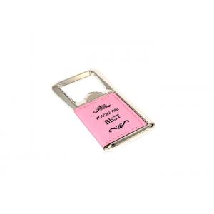 Rectangle PU Leather Keychain Bottle Opener Laser Engraved Hot Stamping