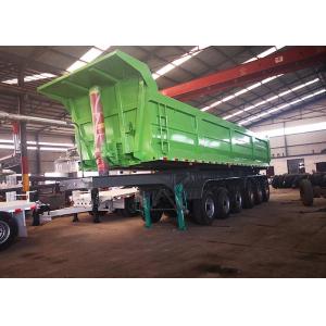 Green U Shape 3100mm Truck Tipper Trailer 12R20 3 Axle Tipper Truck 80 Ton