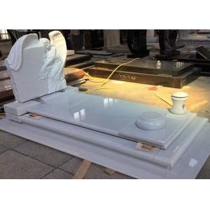China White Pearl Monument Grave Markers , Marble Sketch Simple Headstones For Graves supplier