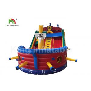 Red Inflatable Jumping Castle With Blower For Toddler / Pirate Ship Combo Bouncer Slide