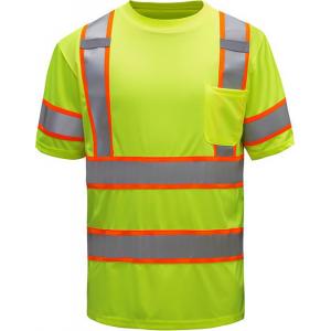 China Ansi Class 3 Polo Shirt Work Hi Vis Lime Green Reflective T Shirts Men'S supplier