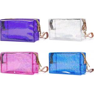 Cosmetic Bags PVC Transparent Zippered Toiletry Bag With Handle Strap