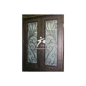 China Square Top Wrought  Iron Double Door SE Iron Doors supplier