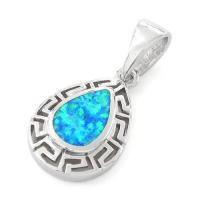 China 925  With Sterling Silver  Opal Greek  Pattern Lab Drop Pendant Fine Jewelry Online For Women on sale