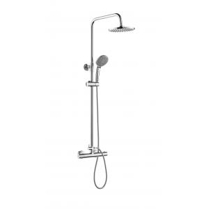 Modern Thermostatic Shower Column Set 97cm-130cm Round Shower Head Wall Mounted