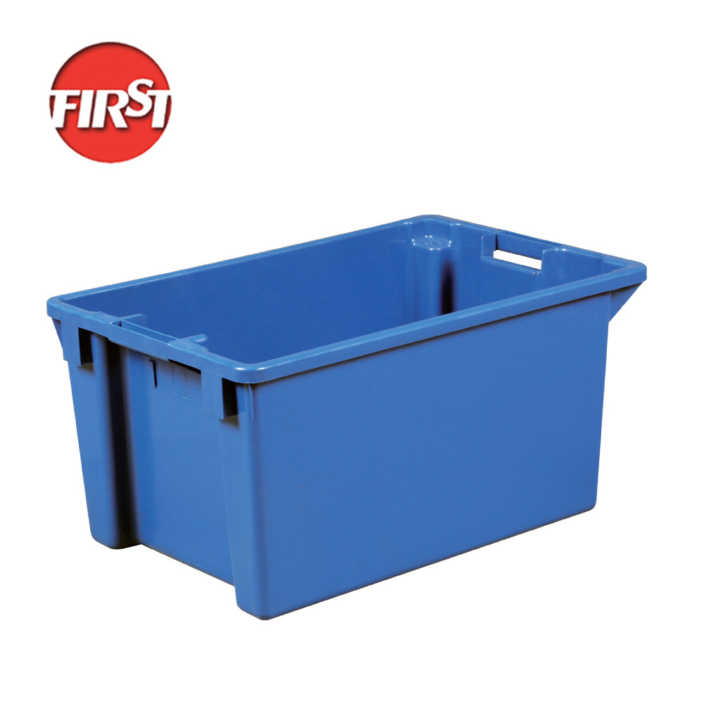 Gray FIRST Stackable Plastic Turnover Crate for Space-Saving File Transportation
