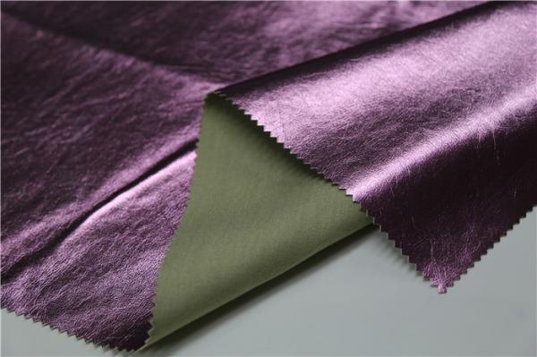 Ladies Garment Pu Synthetic Leather Mettalic Fuschia Color Smooth Handfeeling