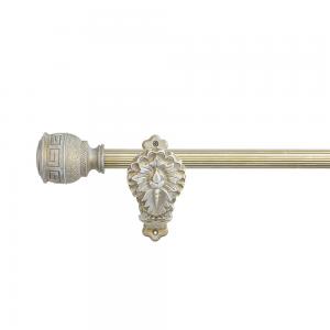 0.6MM Thick Grooved Pipe Curtain Rods With Aluminum Carved Holder Resin Curtain Head