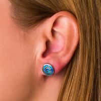 China 925  With Sterling Silver Vintage Greek  Key  Blue   Meander Opal  Spiral Stud Earrings For Women on sale