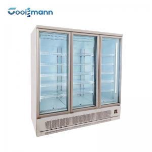 O dobro vitrificou o congelador de refrigerador de vidro da porta, refrigerador da exposição da bebida do diodo emissor de luz 1260L