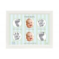 China Lovely Cute Baby Twins Hand And Footprint Picture Frame Non Toxic Ink Pad on sale