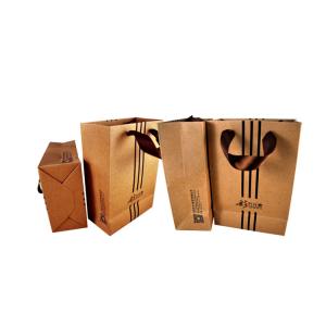 Spot UV Paper Bag Printing , Kraft Paper Shopping Bag With Twisted Handle