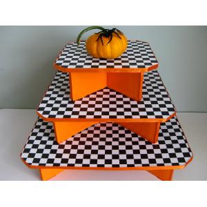 Fancy Corrugated Cardboard Cupcake Stand Plaid Pattern Solid Structure