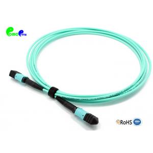 China MPO Trunk Cable OM3 3.0mm 5M 50 / 125μm 24F Senko MPO Female To MPO Female LSZH Cable Aqua supplier