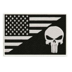 China USA FLAG SKULL Iron On Embroidered Patch Black White Army Military Flag Patch supplier