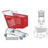 Plastic shopping trolley,supermarket trolley,plastic and metal trolley