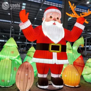 China Handmade Santa Claus silk lanterns, with customizable sizes and colors. wholesale