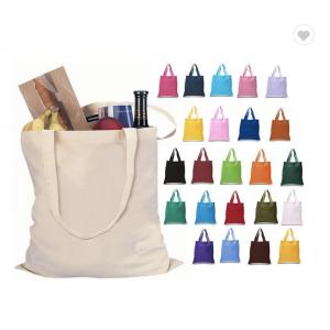 Eco Friendly Canvas Cotton Fabric Bag Gusset Tote Bag 570gsm For Shopping