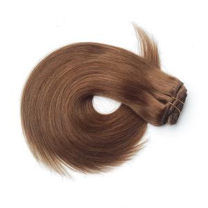 Full Cuticles Brazilian Peruvian Virgin Human Hair Machine Weft Clip In Hair Extension Brown Color