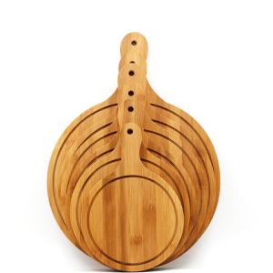 Wood Handle 7'' 9'' Bamboo Pizza Plate Customized Paddle Cutting Board