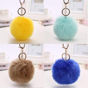 China Electroplated Key Chain Ornaments , Pom Pom Fur Ball Keychain 0.02kg supplier