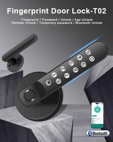 T02 Smart Fingerprint Door Knob, Keyless Entry Door Locks With Keypads, Backup Key, Smart Door Lock On Tuya App