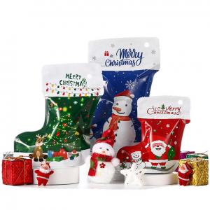 Christmas Socks Stand Up Aluminium Pouches Decorations Plastic Reasable Food Packaging Gift Bags