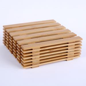 Small Porous Blank Bamboo Coasters For Succulent Plant Pot Tray 3.2 Inch