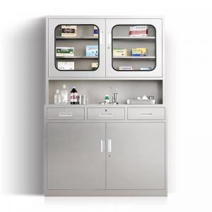 201 Stainless Steel Medicine Cabinet Durable Hospital Medicine Cabinet 2 Drawer 4 Door