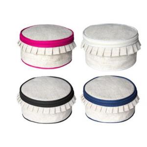 Linen round jewelry case