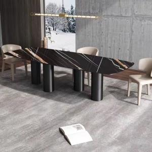 Luxury Ceramic Marble Top Dining Table with 8 Chairs 1.6cbm/pc
