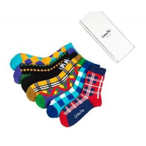 Elegant fashion plaid patterned design autum casual breathable OEM cotton socks for men