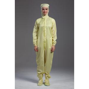 Antistatic ESD autoclavable hooded yellow color coverall with shoes cover for class 100 cleanroom