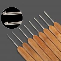 China Bamboo Handle Crochet Hook Set Knitting Needles Stainless Steel Head Sewing Accessories on sale