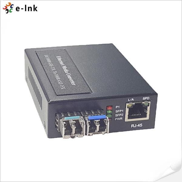 1x10/100BASE-T к конвертеру переключателя локальных сетей волокна 2x100BASE-X SFP с PSU