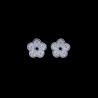 China Personalized Silver Cubic Zirconia Earrings , Zircon Copper Flower Charm Cute Stud Earrings For Women wholesale