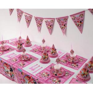 China Minnie Mouse Kids Birthday Party Decoration Set Party Supplies cup plate banner hat straw loot bag fork supplier