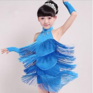 New style children tassel Latin dance costumes performing dress uniforms girls dance suit