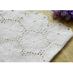 China Swiss Voile 100% Cotton Lace Fabric , Embroidery Guipure Lace Fabric For Lady Dress supplier