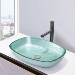 Foil Silver Tempered Bath Wash Basins Glass Bowl Melon Shape Table Top Solid