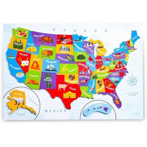 Multicolor Magnetic Puzzle Map Of The United States With 44 Magnetic Pieces