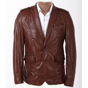 China 100% Viscose and Knitting, Black / Dark Red Fashion Mens Leather Blazers for Charm Men supplier