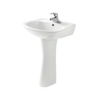 China Bathroom Ceramic Freestanding Pedestal Basin , Round Small Corner Pedestal Sink on sale