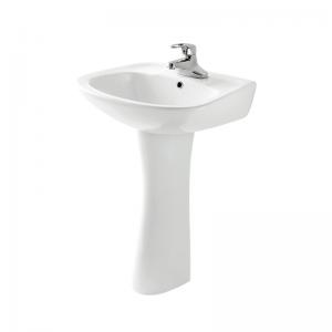 Bathroom Ceramic Freestanding Pedestal Basin , Round Small Corner Pedestal Sink