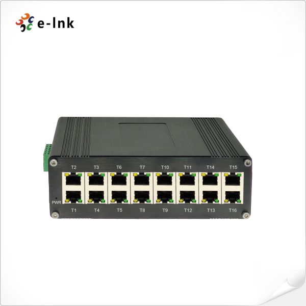 E-link Industrial 16-Port Gigabit PoE+ Ethernet Switch LNK-IMC016G Hardened DIN-Rail Mount Aluminum Alloy Network Switch for IP