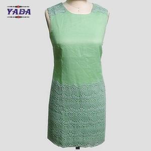 China High quality elegant sleeveless green girls a line skirt summer dress 2017 women dresses ladies with lace supplier