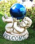 Poly resin with Clear crystal outdoor tier Angel Gazing Ball Stands holder