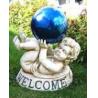 Poly resin with Clear crystal outdoor tier Angel Gazing Ball Stands holder